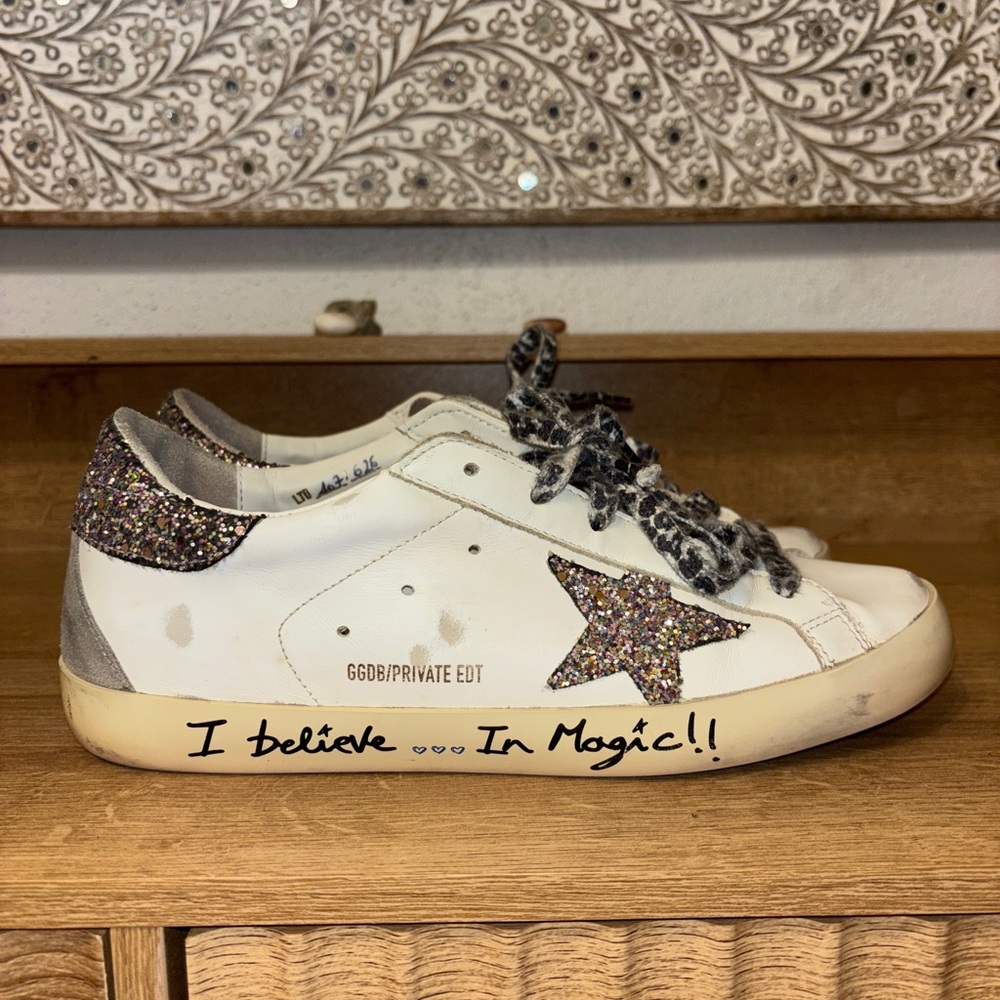 Golden Goose Superstar "I Believe in Magic" glitter sneakers